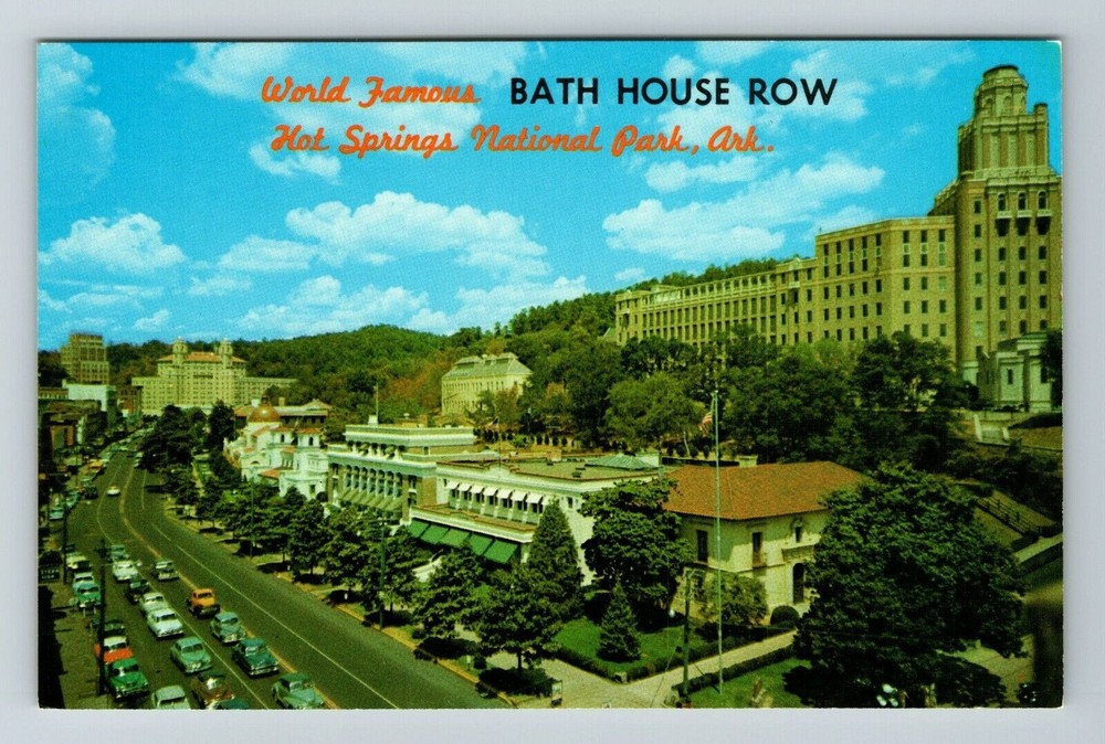 Hot Springs National Park AR-Arkansas, Aerial Bath House Row, Vintage Postcard