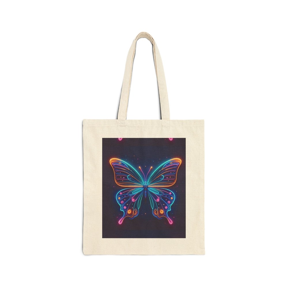Colorful Neon Butterfly Cotton Canvas Tote Bag for Everyday Use or Birthday Gift