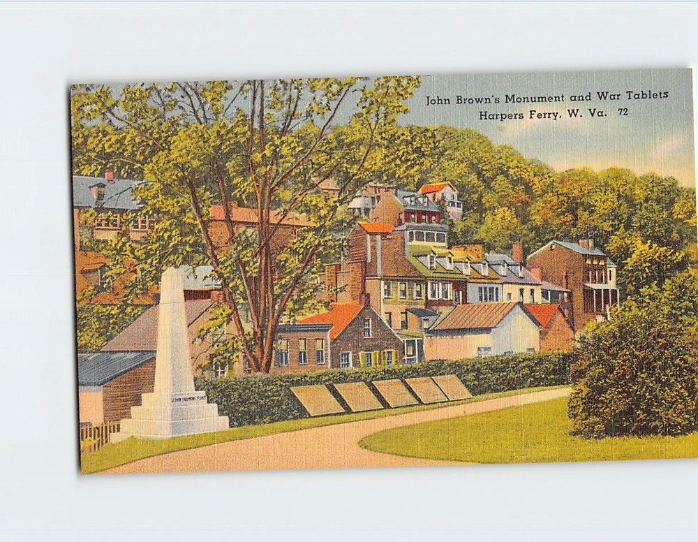Postcard John Brown's Monument and War Tablets Harpers Ferry West Virginia USA