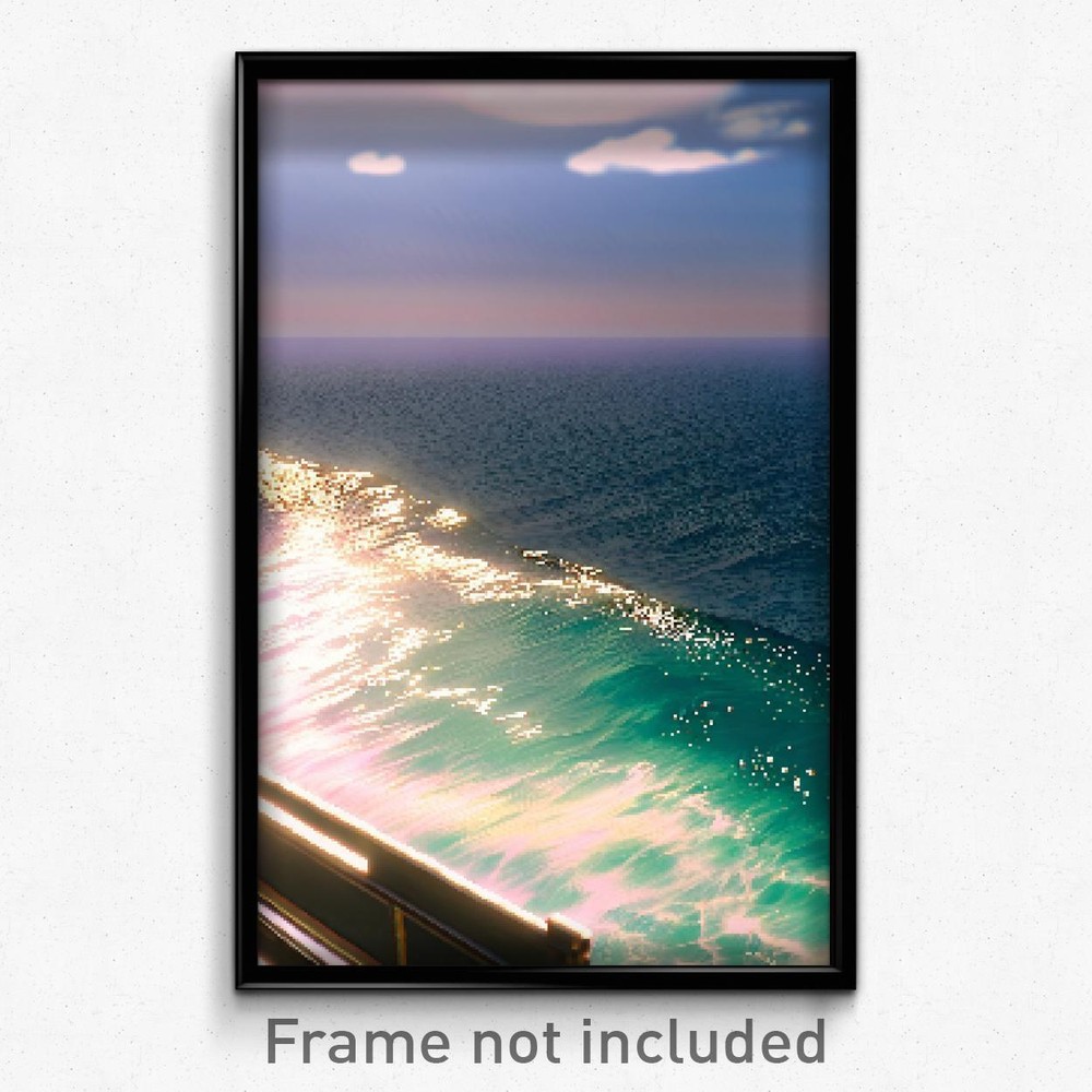 8-Bit Pixel Art Ocean Poster - Psychedelic Trippy Gamer Print