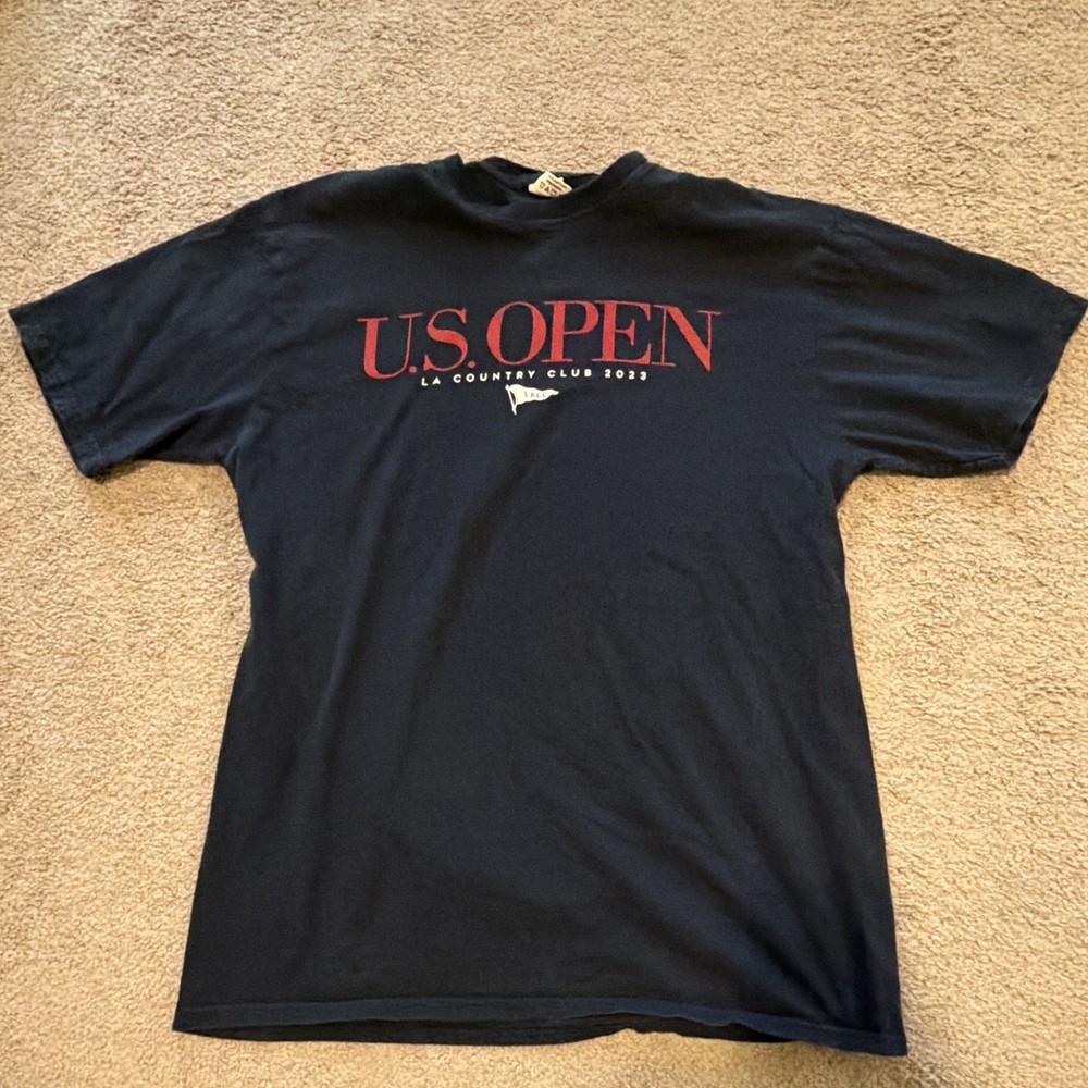 Men's Black Cotton Graphic Golf T-Shirt Short Sleeve Crew Neck Regular Size M