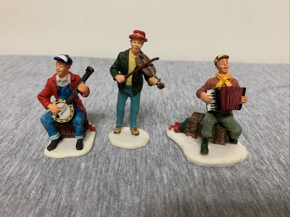 Vintage 2000 Lemax Christmas Village Band Musician Figurines Set of 3