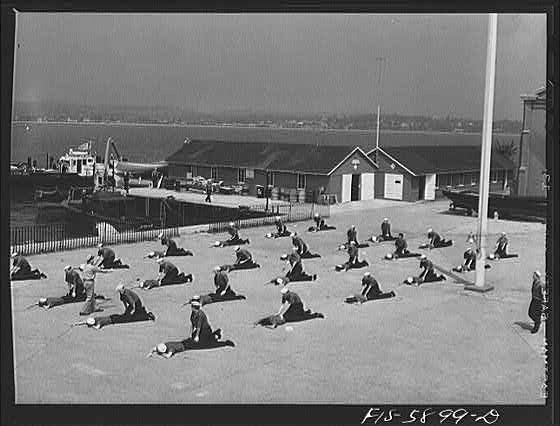 Hoffman Island Staten Island NY 1910s Merchant Marine Training Center Drill