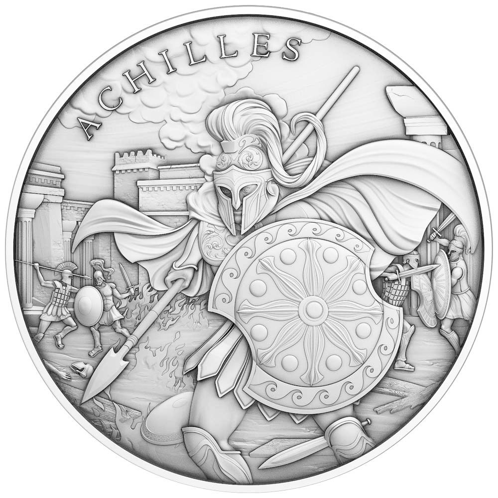 1 Troy oz Achilles Design .999 Fine Silver Round-image