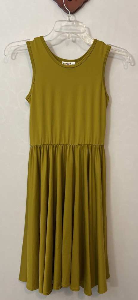 Dot Dot Smile Girls 8/10 Green Ruffled Sleeveless Knee-Length Dress A1804