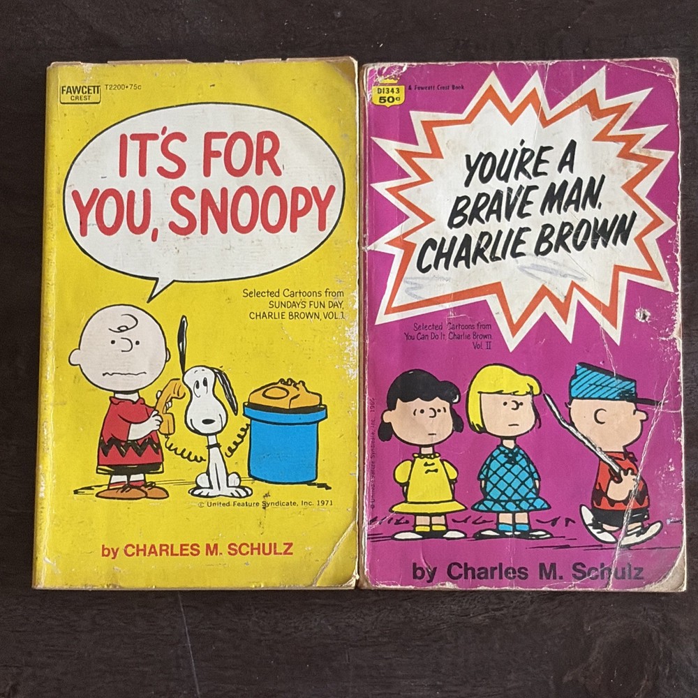 Vintage Peanuts Charlie Brown Snoopy Paperback Book Lot Fawcett Crest