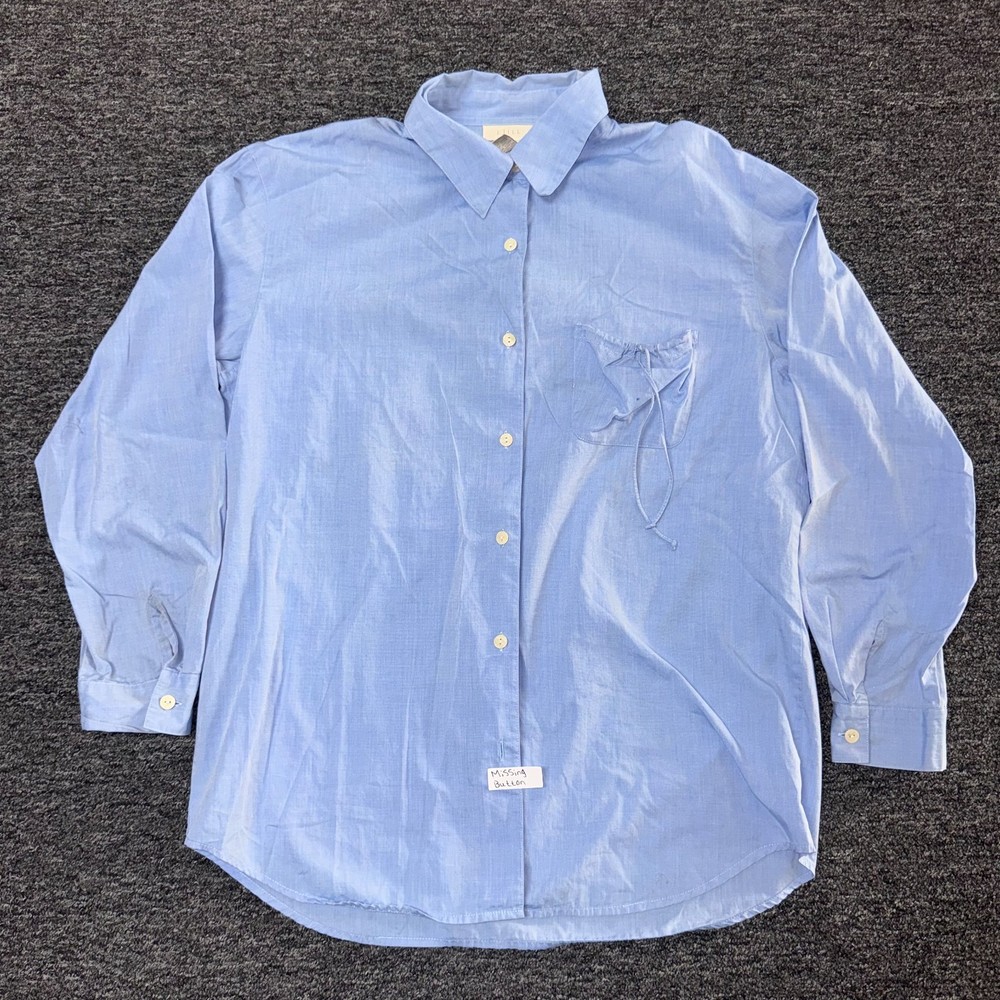 J Jill 100% Cotton Button Up Casual Comfort Coastal Top - Womens Sz M Blue