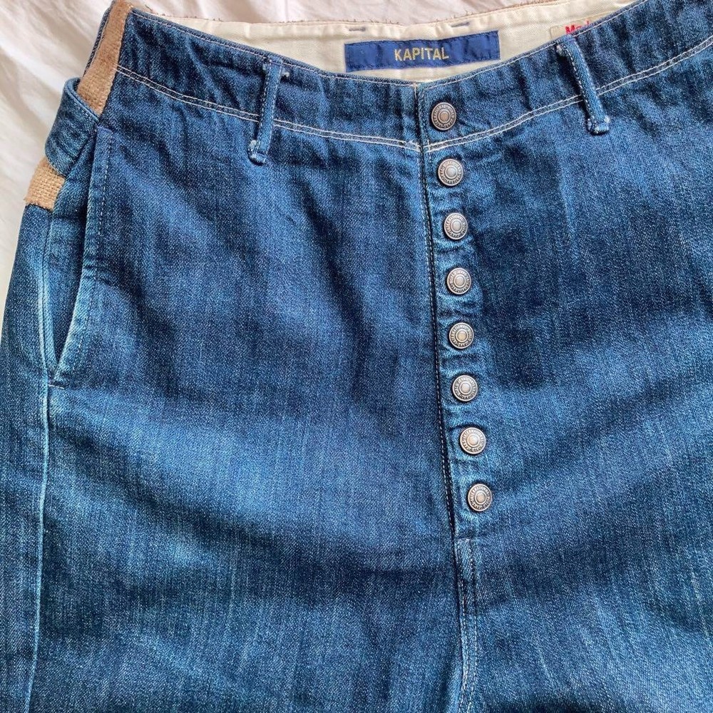 Kapital Sarouel Denim Clown Pants Cotton Linen Jeans Blue Men Size 1/S Used