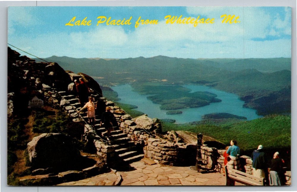 Vintage Lake Placid from Whiteface Mt. Scenic Postcard Adirondacks NY