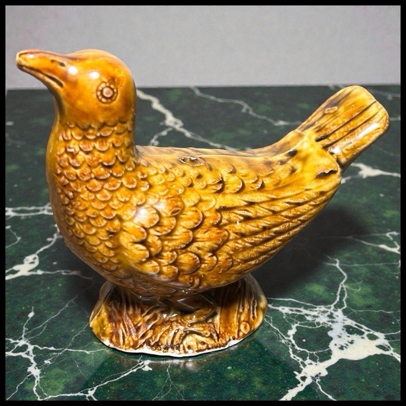 Antique 19th Century English Staffordshire Treacle Glazed Porcelain Bird Whistle