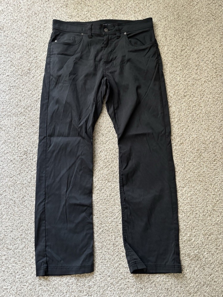 prAna Pants Mens Size 32x30 Black Brion Slim fit Straight 5-pocket Hiking Casual