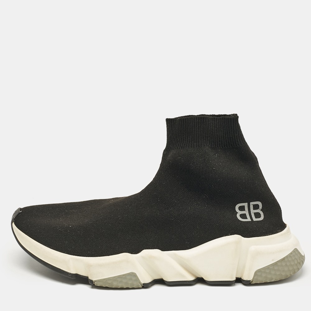 Balenga Black Knit Speed Trainer Sneakers in Size 40