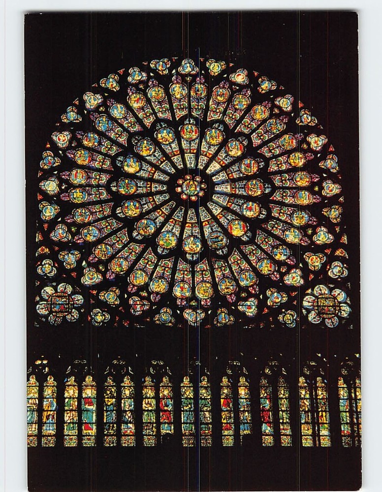 Postcard Notre Dame La Rosace Paris France