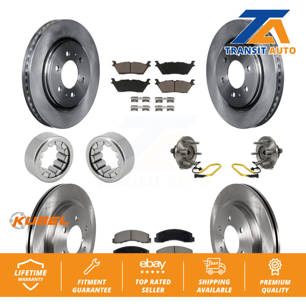 Front Rear Hub Bearing Disc Brake Rotors And Pads Shoe Kit (10Pc) For Ford F-150