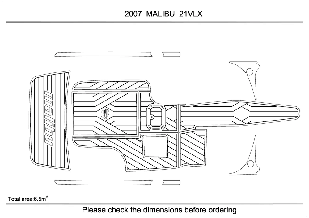 2007 malibu 21 vlx Bow & Cockpit Swim platform EVA Pads Faux Teak Flooring Mats