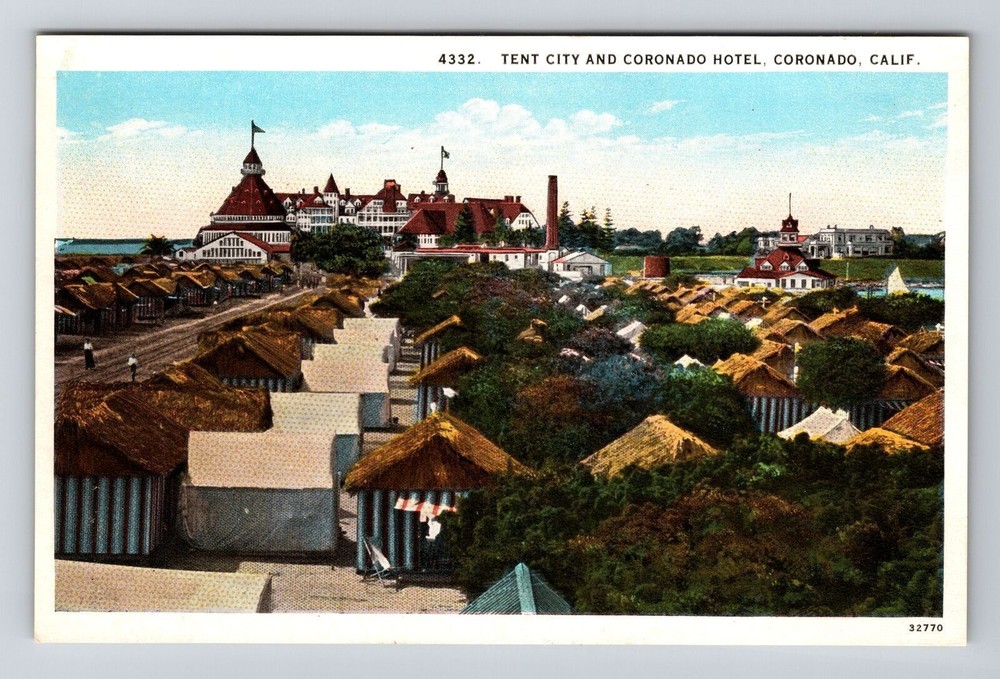 Coronado CA-California, Tent City, Coronado Hotel, Vintage Postcard