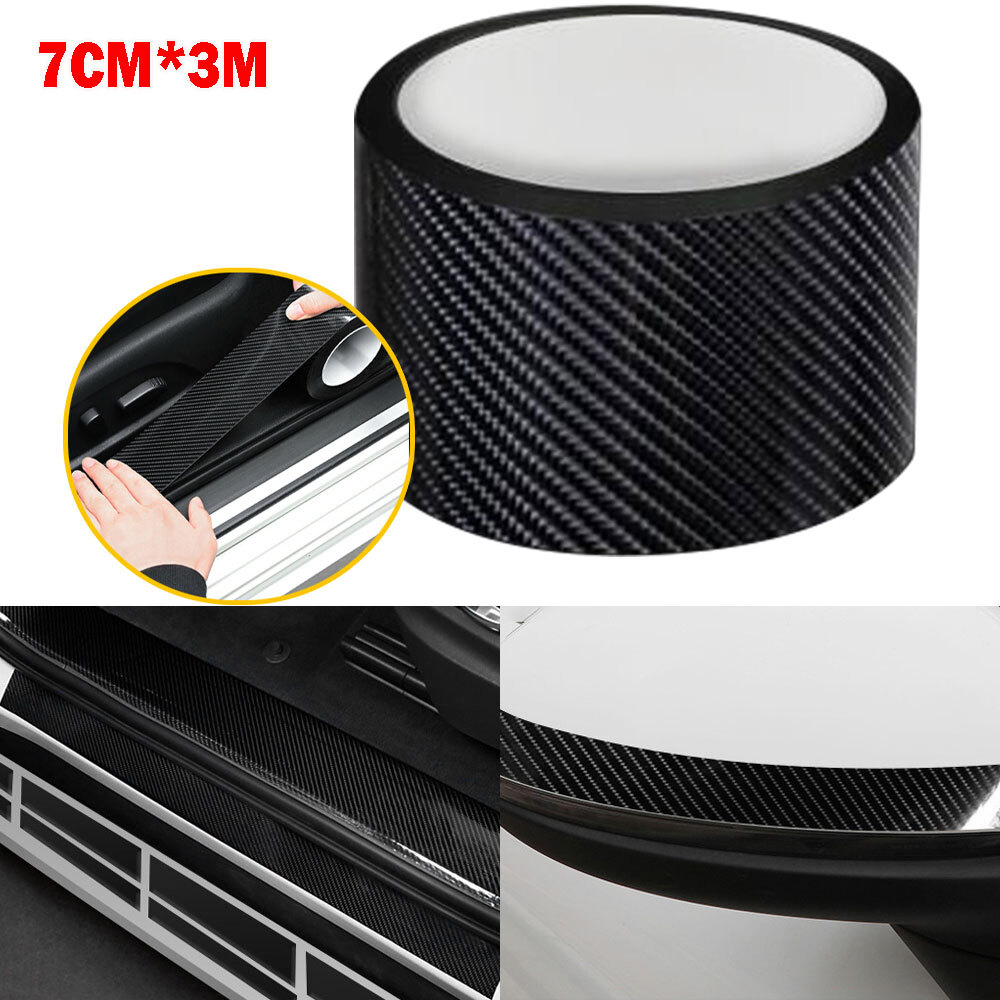 1/2set 5D Carbon Fiber Car Scuff Plate Door Sill Cover Panel Step Protector Viny