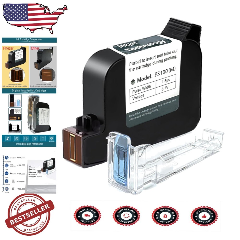 Premium 42ml Black Ink Cartridge Replacement for Handheld Printers P15/P16/P18