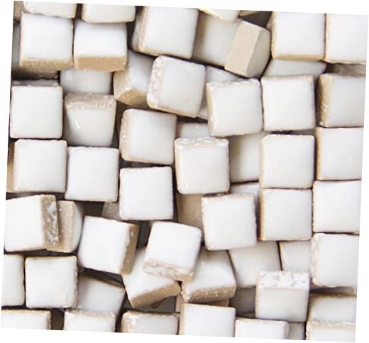 200 Pieces / 200 g Square Shapes 0.4x0.4 inch Square Ceramic Mosaic 200g White