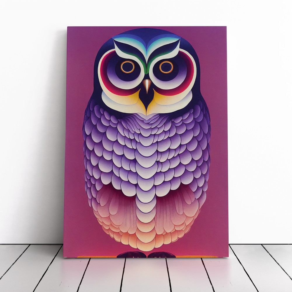 Adventurous Owl Abstract Canvas Wall Art Print Framed Picture Decor Dining Room
