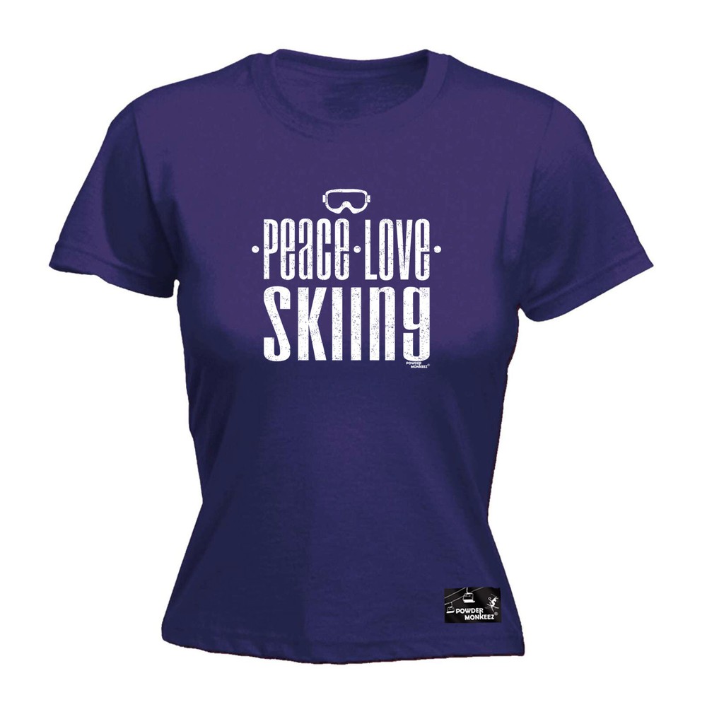 Winter Sports Pm Peace Love Skiing - Womens T Shirt Funny T-Shirt Gift Novelty