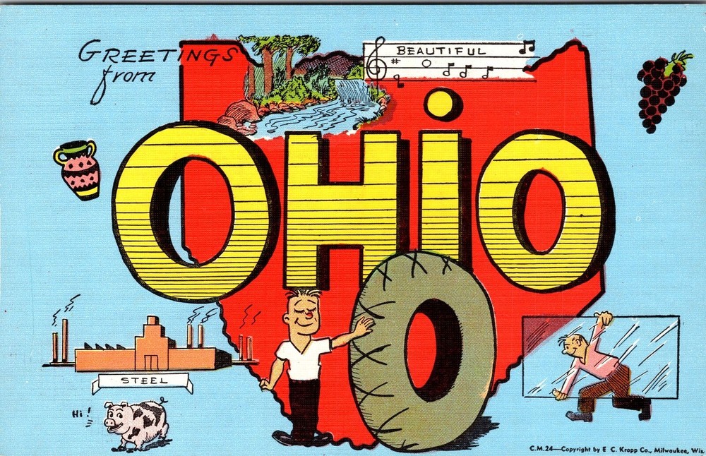 OH-Ohio, General Greetings, Landmarks, Vintage Postcard