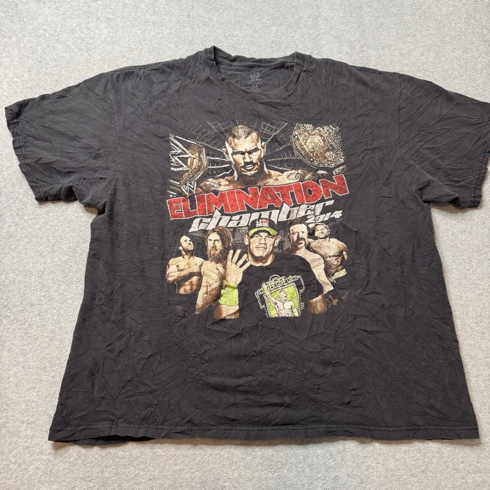 WWE T Shirt Mens 2XL Black Wrestling Champion Graphic Print Grunge Y2K Adult