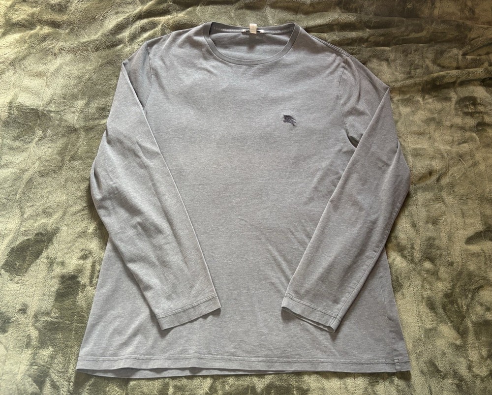 Burberry Brit Long Sleeve Shirt Mens XL Charcoal Gray Casual Workout Lightweight