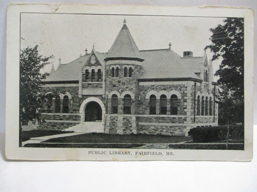 1910 Photo Postcard  Public Library, Fairfield Me 