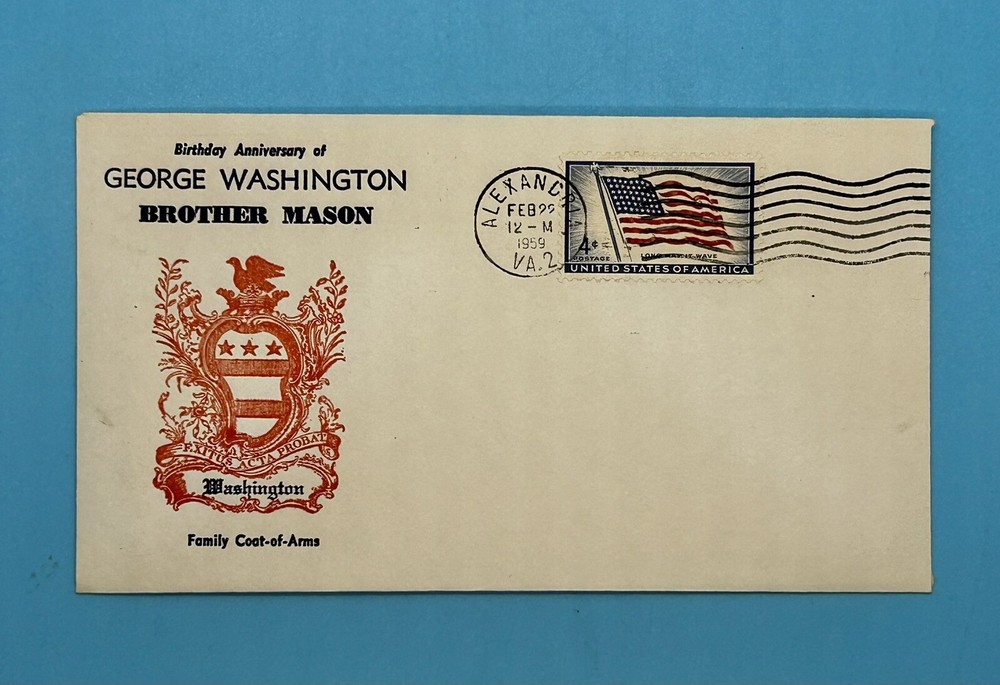1959 George Washington Brother Mason Birthday FDC First Day Cover 4 Cent Stamp
