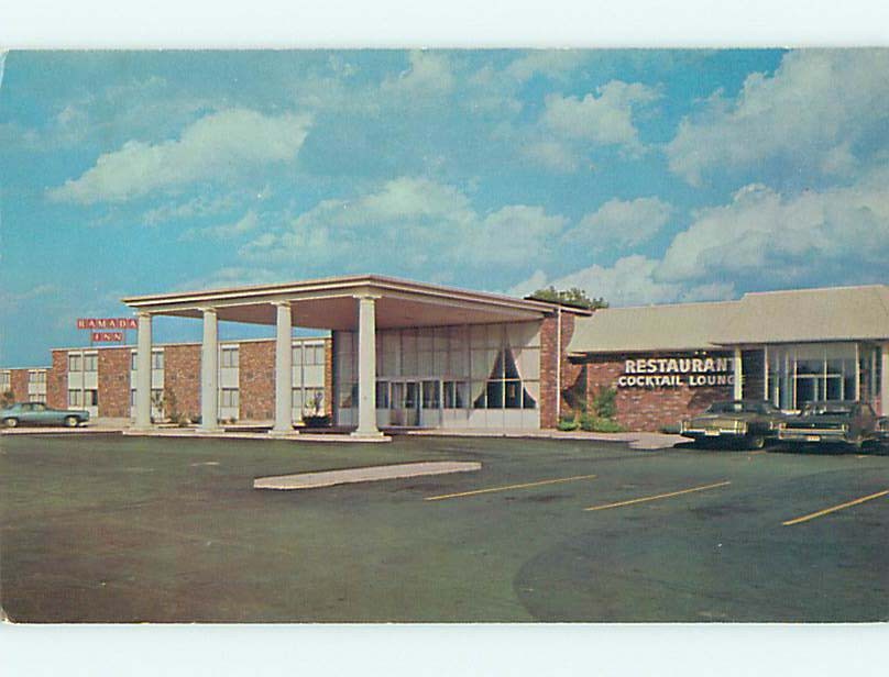 Unused Pre-1980 OLD CARS & RAMADA MOTEL & RESTAURANT East Gary IN u4217@