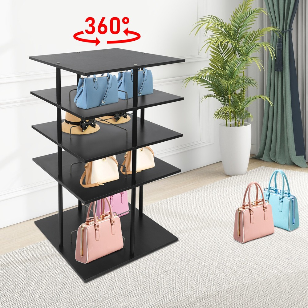 4-Tier Rotating Shoe Rack Organizer - Black Space-Saving Display Shelf
