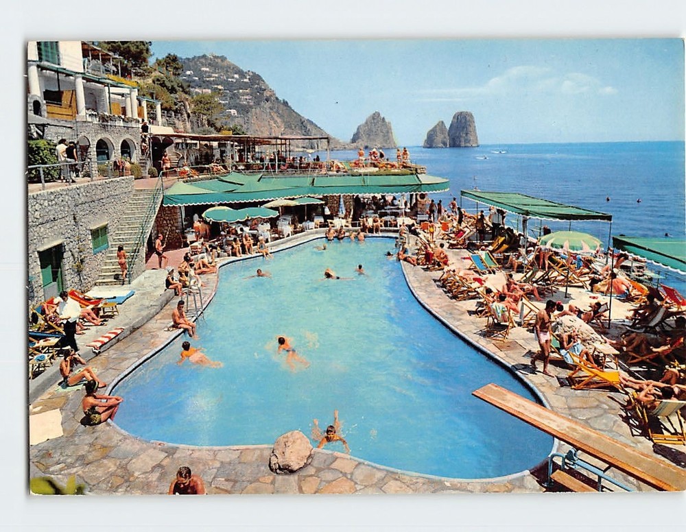 Postcard Pool View Canzone del Mare Marina Piccola Capri Italy