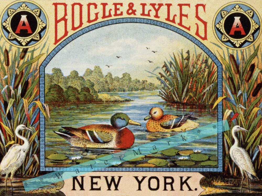 Bogle & Lyles New York Packing House Label Vintage Poster Retro Birds Ducks Art