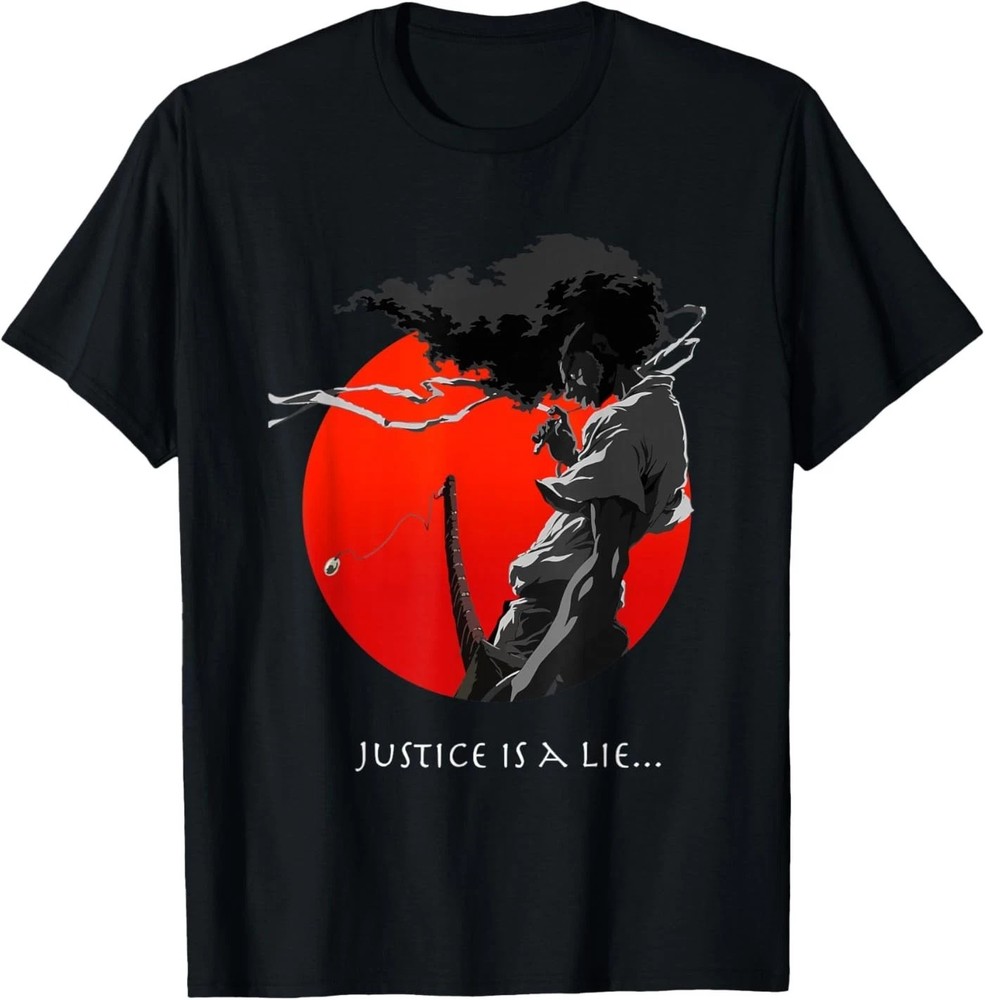 Afro Samurai Anime Japanese Bushido Warrior Streetwear T-Shirt Black S-5XL