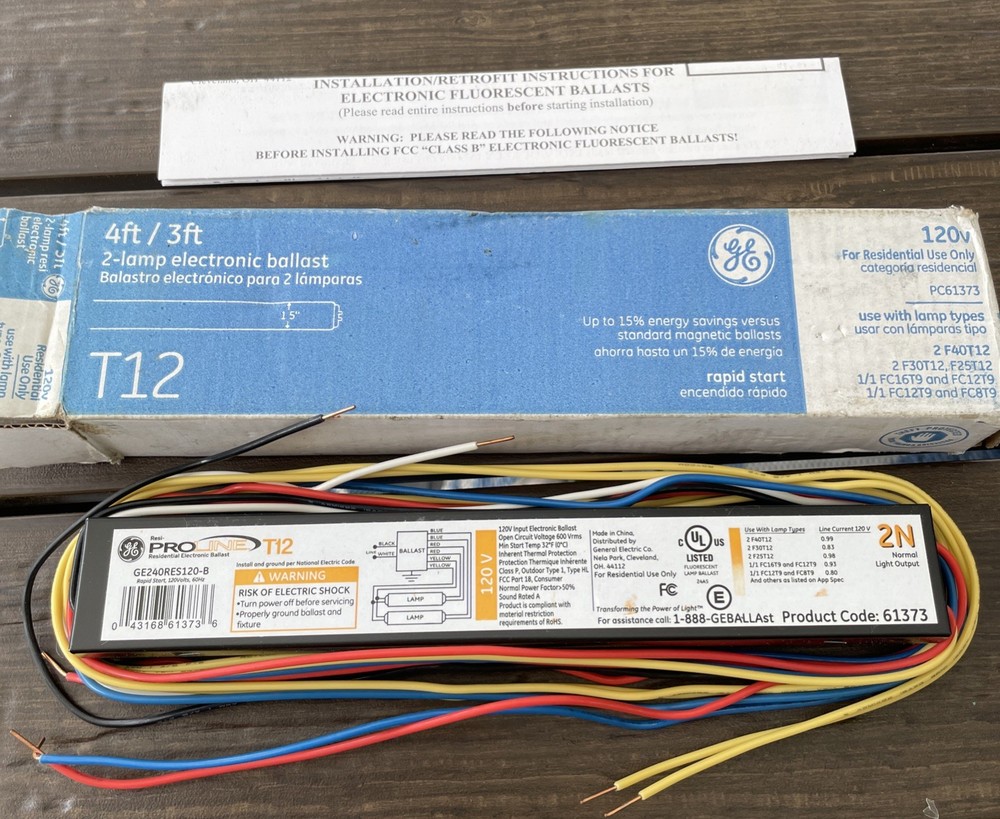 GE T12 Electronic Ballast, Residential Grade, Part Number GE240RES120-B