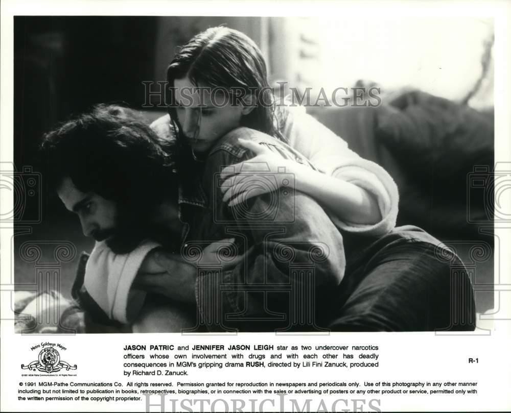 1991 Press Photo Jason Patric and Jennifer Jason Leigh star in 