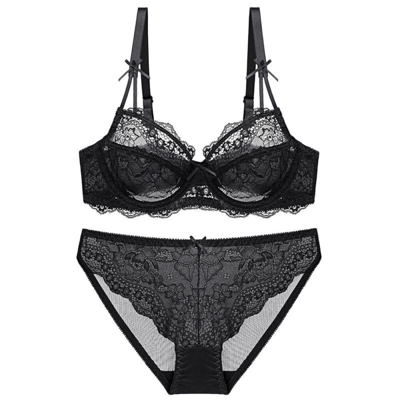 Women Bras Set Hollow Sexy Lingerie Lace Breathable Underwired Support Brassiere