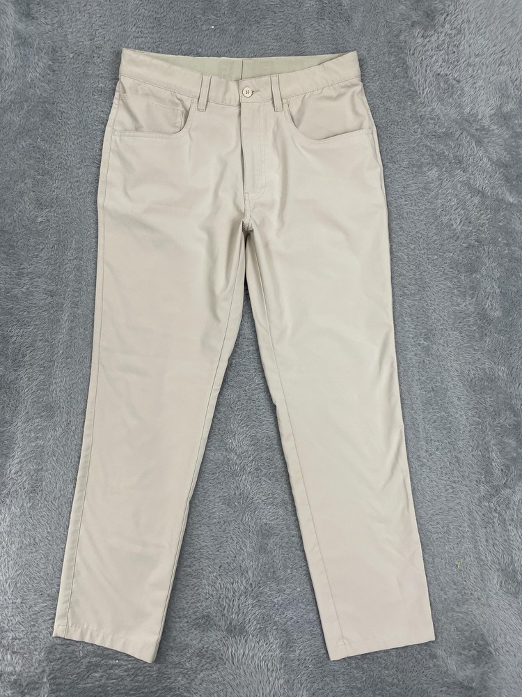 FootJoy Pants Mens 32x30** Beige Golf 5 Pocket Polyester Zip Pocket Performance