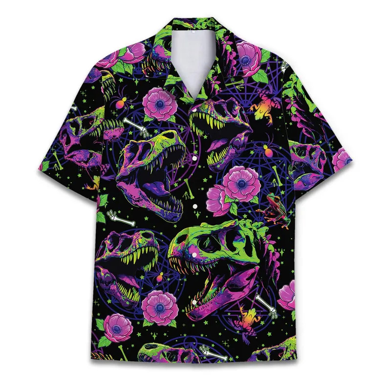 Tropical Dinosaur Bones Hawaii Shirt Men Women Beach Aloha Summer Vacation Gift