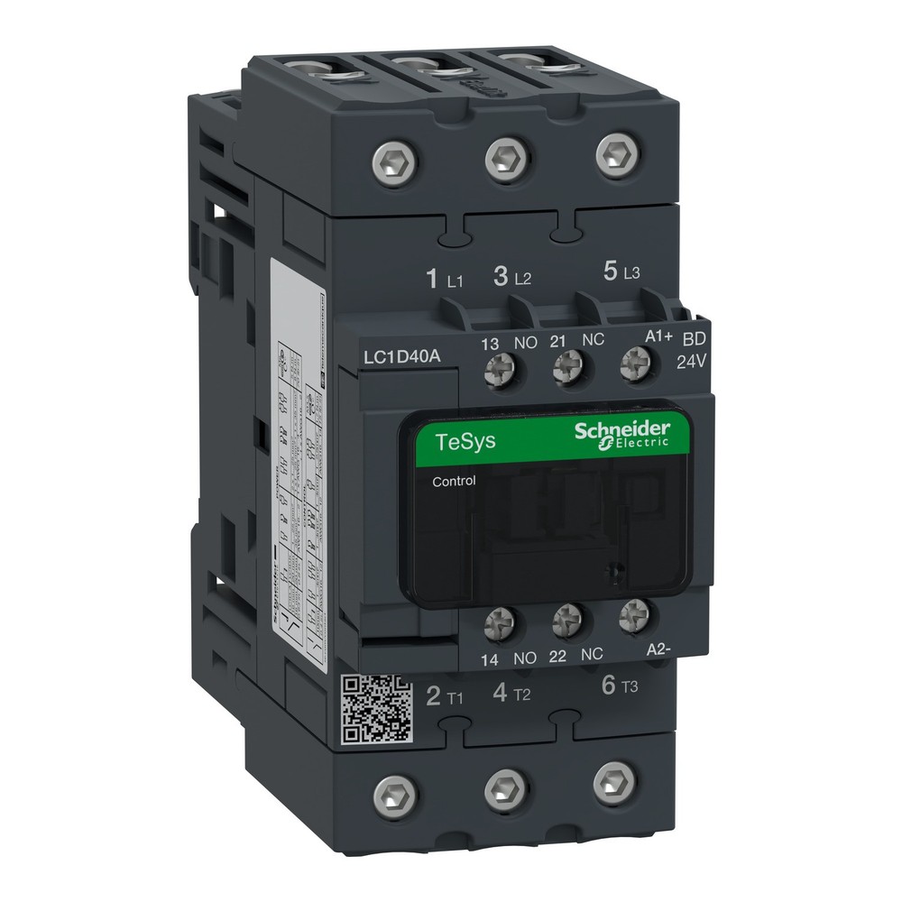 Schneider LC1D40ABD CONTACTOR 40A 3P 3NO 24VDC Coil