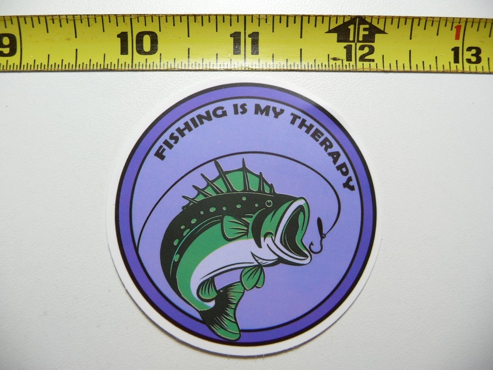 FISHING IS MY THERAPY CIRCLE FISH DECAL STICKER SPORTS OUTDOOR LIFE HOBBY