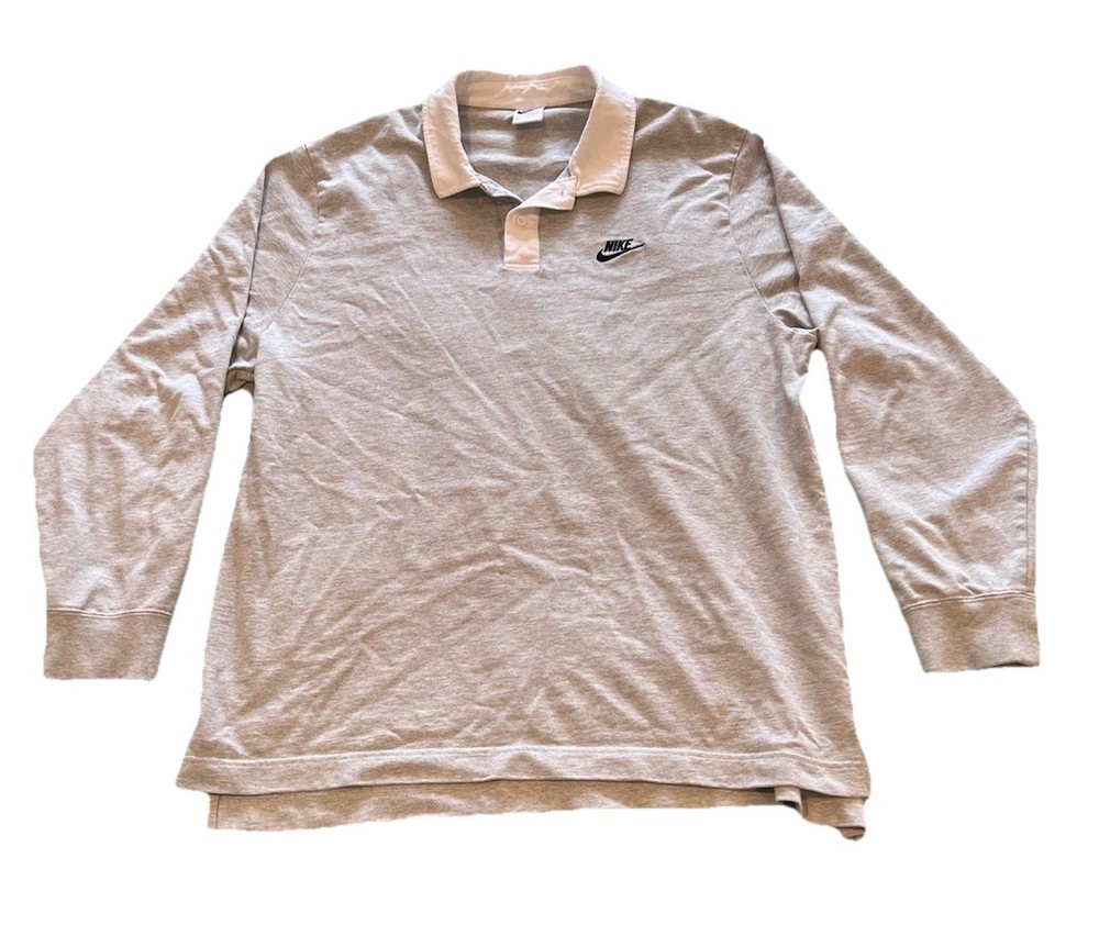 Nike Sportswear Men's Rugby Long Sleeve Zip Polo Gray Size: XL