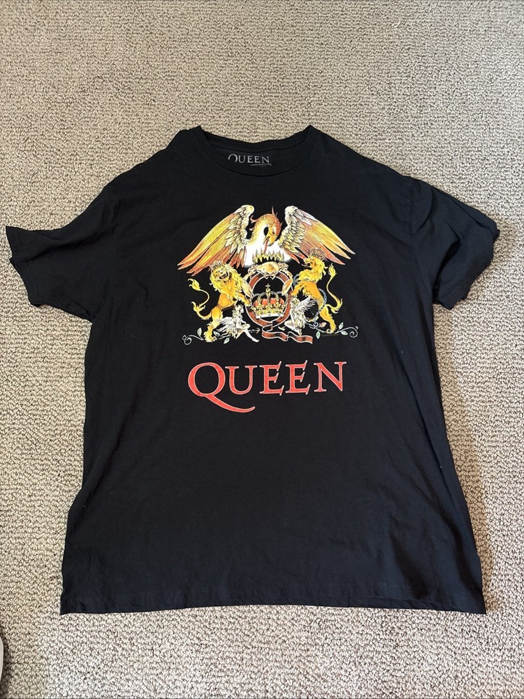 Queen Crest Graphic T-Shirt Black XXL Classic Rock Band Tee 2020 Licensed