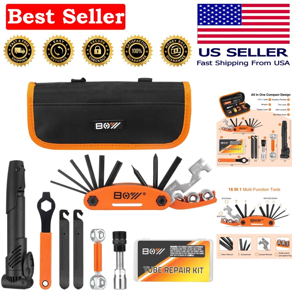 Complete Bike Repair Kit with Pump Patches Levers and Wrenches