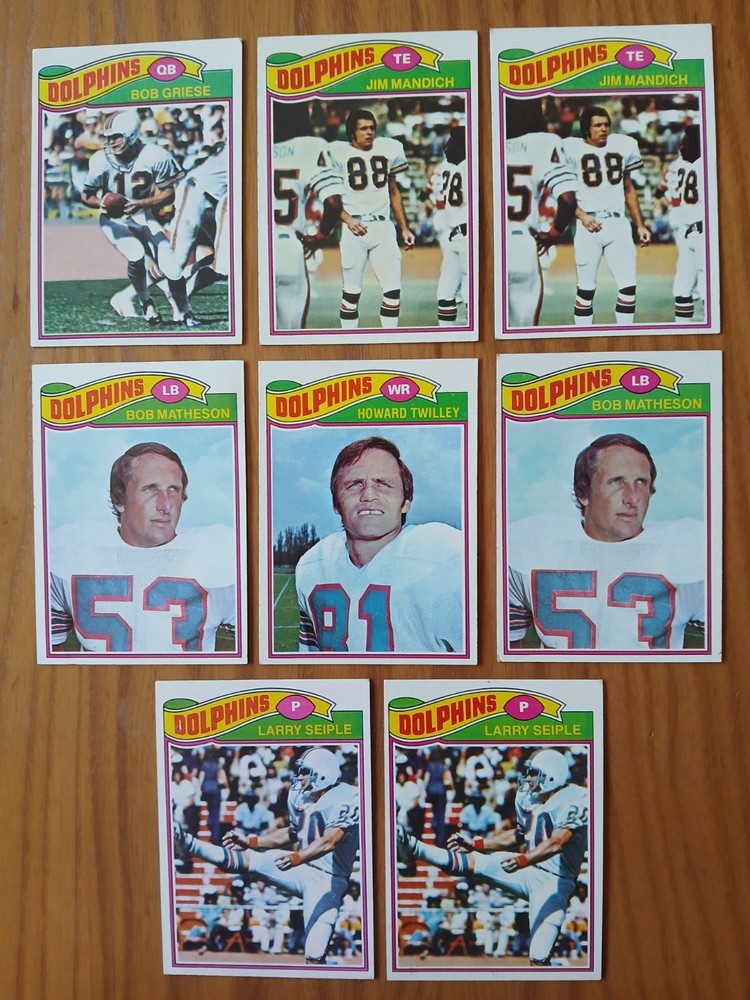 1977 Topps MIAMI DOLPHINS Football Cards - Lot of 8 - BOB GRIESE #515 - VG to EX