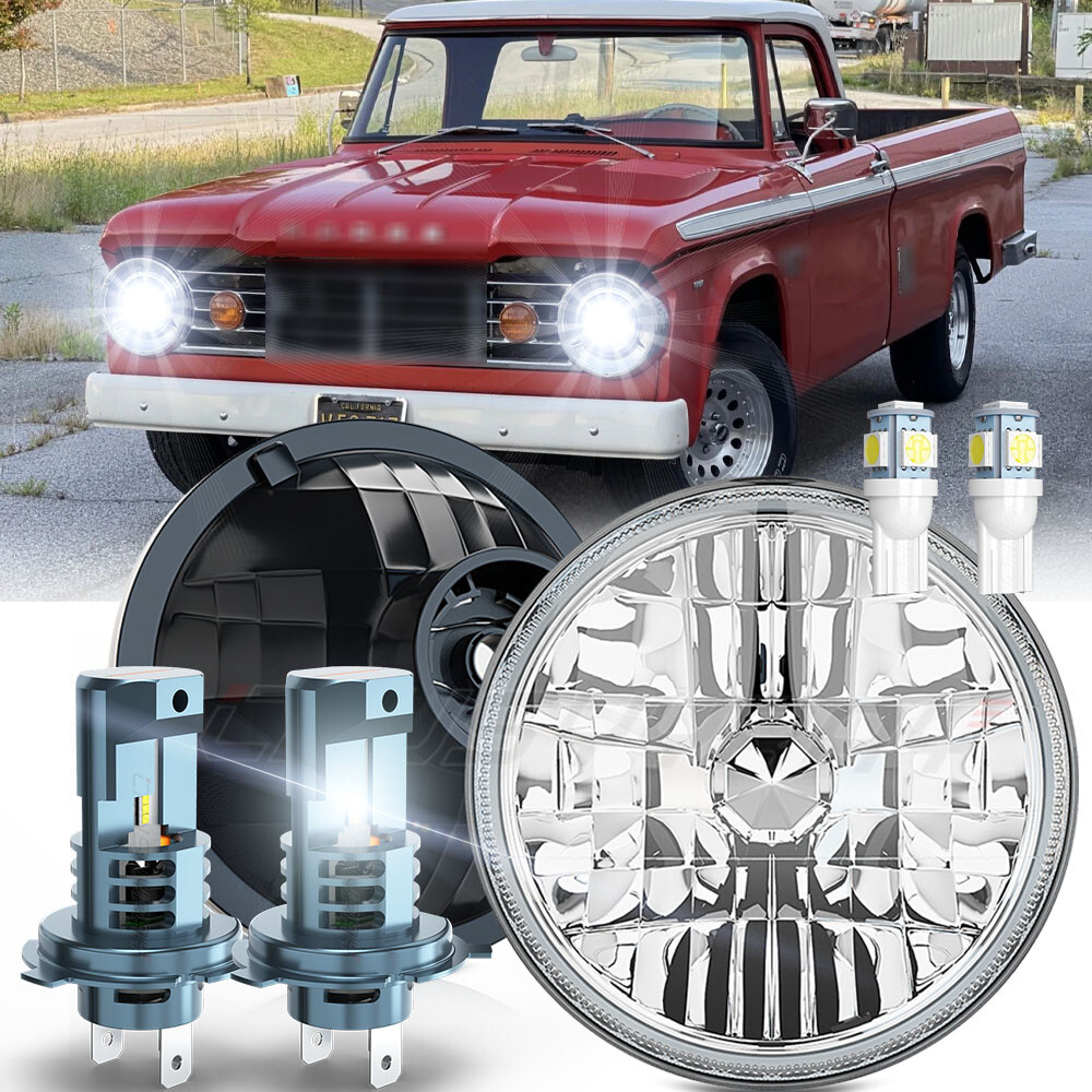 FIT for dodge D100 D150 D200 D300 Pair 7 inch LED Headlights Round DOT Approved