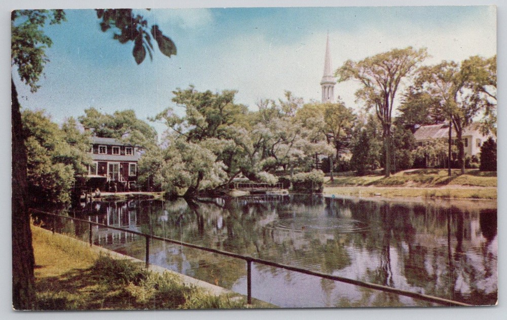 The Mill & Pond Sandwich Cape Cod MA Plasticchrome Postcard