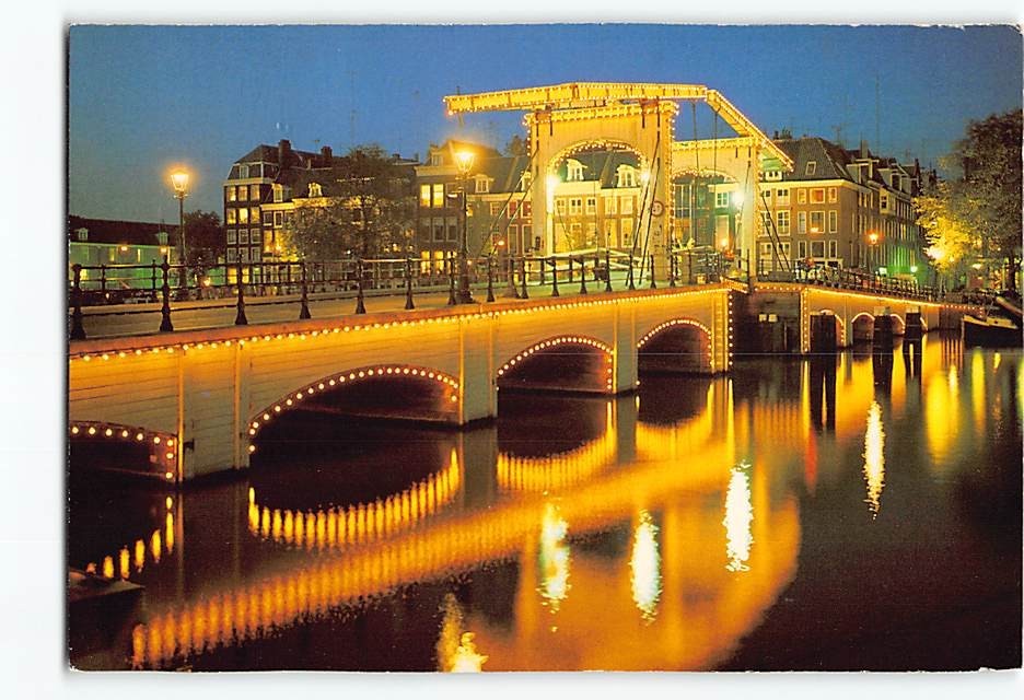 Postcard Skinny Bridge over the Amstel Amsterdam Netherlands
