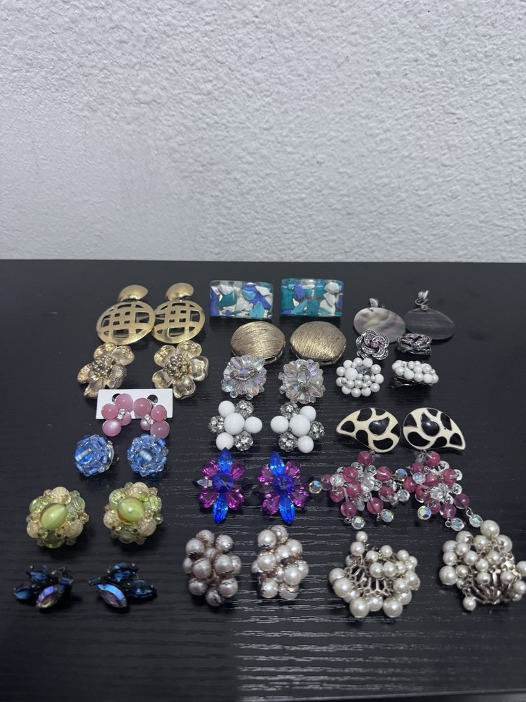 vintage clip on earrings lot 33pc